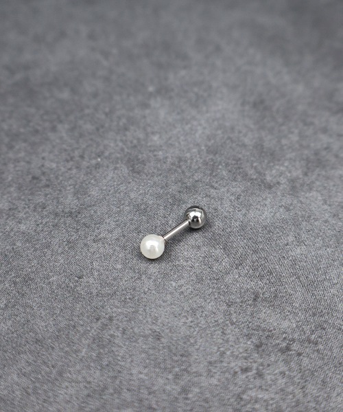 4INT. ピアス パール ストレートバーベル ボディピアス 16G（片耳用