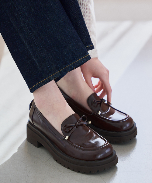 KARIN TAKUBO×LE TALON リボンプラットフォームローファー