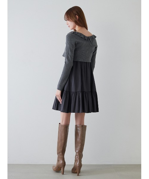 SNIDEL フリルショートパンツ＆ビジューボタンカーデワンピース セット SNIDEL ワンピース カーデセットキャミミニワンピース