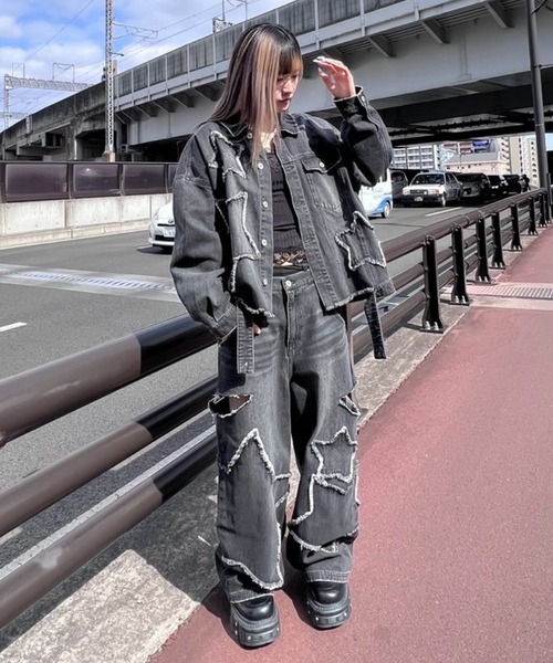 Candy Stripper デニムジャケット gジャン STAR PATCHED DENIM