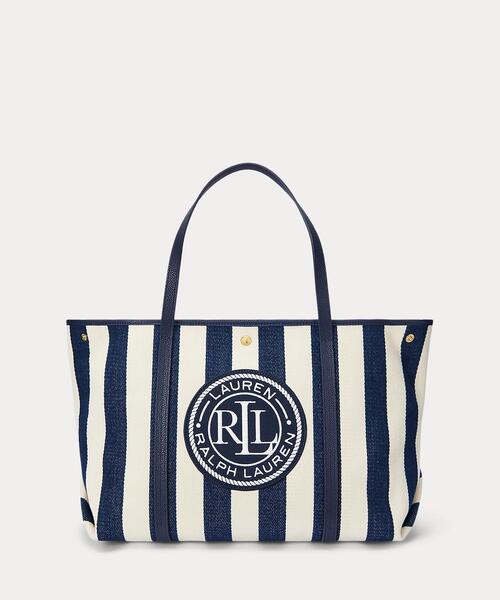 LAUREN RALPH LAUREN ストライプ ヘリンボーン トート LAUREN RALPH トートバッグ ストライプド ヘリンボーン ラージ