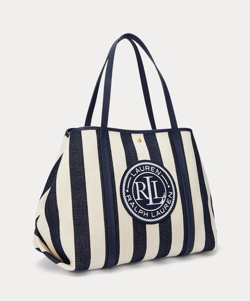 国内*Lauren Ralph Lauren* ヘリンボーン ラージ Emerie トート LAUREN RALPH トートバッグ ストライプド ヘリンボーン ラージ