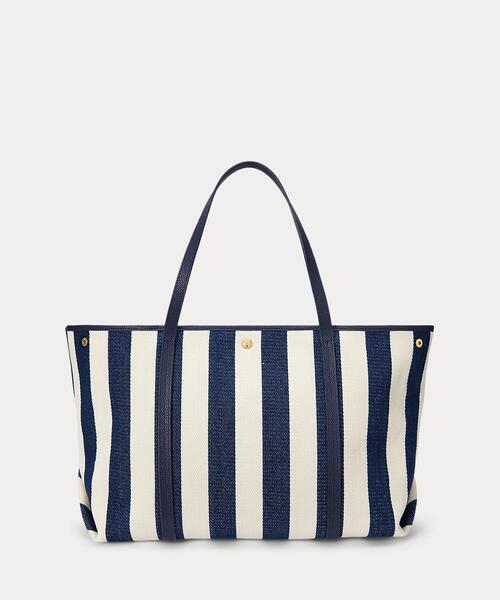 【POLO RALPH LAUREN】ストライプド ヘリンボーン Emerie トート LAUREN RALPH トートバッグ ストライプド ヘリンボーン ラージ