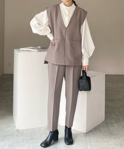 She's Closet セットアップ ギャザーペプラムジレベストトップス