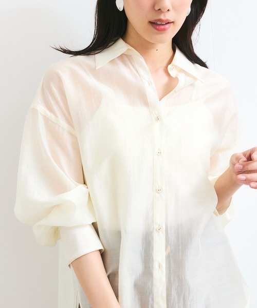 VIS（ビス） ブラウス シャツ 「洗える」アソートシアーシャツ