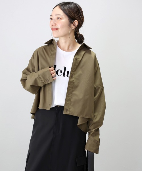 ブラウス シャツ T/Cタフタワイドシャツブラウス レディース