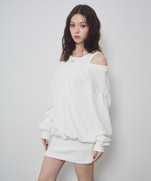 スウェットレイヤードワンピース ENVYM（アンビー） ワンピース レイヤードライクスウェットワンピース