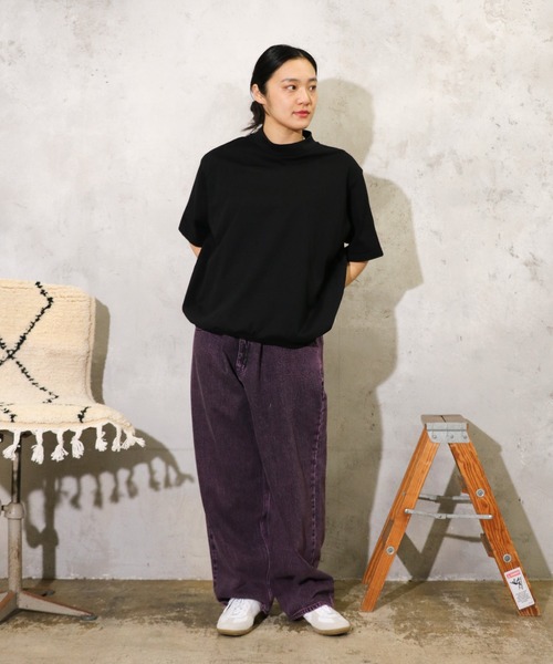 tシャツ HARVESTY / ハーベスティー コーマ天竺 MOCK NECK EGG TEE エッグＴシャツ モックネック ビッグシルエット レディ HARVESTY tシャツ / ハーベスティー コーマ天竺 MOCK NECK EGG