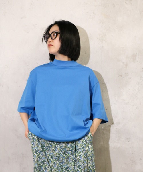tシャツ HARVESTY / ハーベスティー コーマ天竺 MOCK NECK EGG TEE エッグＴシャツ モックネック ビッグシルエット レディ HARVESTY tシャツ / ハーベスティー コーマ天竺 MOCK NECK EGG