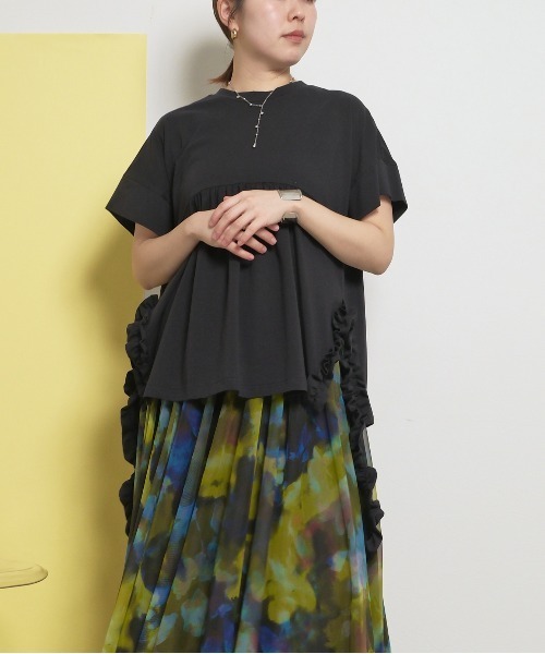 tシャツ スリットフリルTOPS レディース palm RICHE tシャツ スリットフリルTOPS レディース : ZOZOTOWN