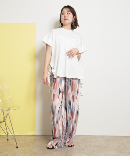 tシャツ スリットフリルTOPS レディース palm RICHE tシャツ スリットフリルTOPS レディース : ZOZOTOWN