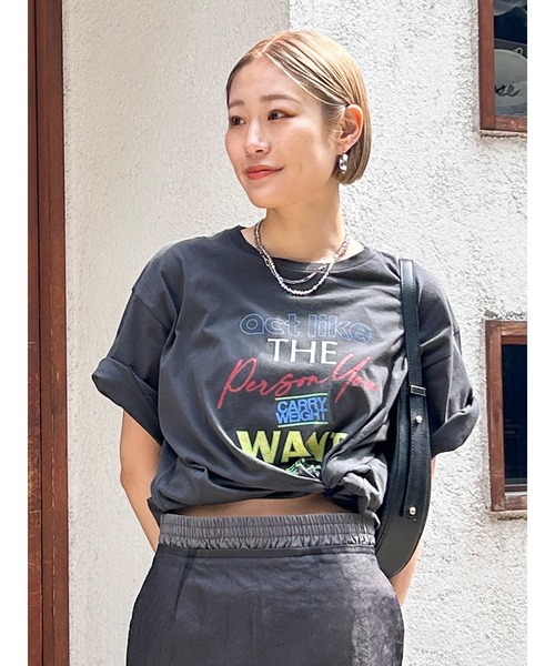 tシャツ メッシュルーズTee レディース Ungrid tシャツ カラーロゴルーズTee レディース : ZOZOTOWN