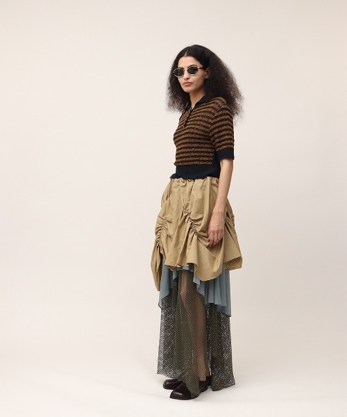 ポロシャツ ポロ Konjac Yarn Border Polo レディース Konjac Yarn Border Polo（ポロシャツ）｜leinwande（ライン