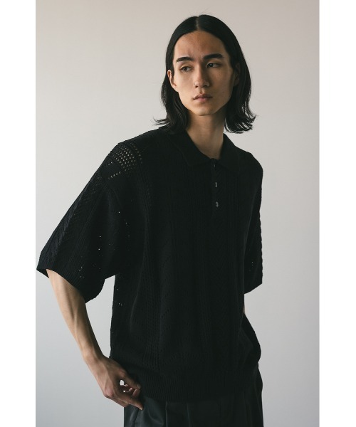 STYLEMIXER クロシェポロニット　ブラック STYLEMIXER | クロシェポロニット (ニット ) |SHEL'TTER WEBSTORE