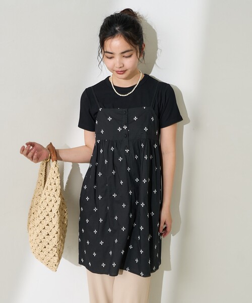 FREAK'S STORE チュニック インド 小花刺繍キャミリボン