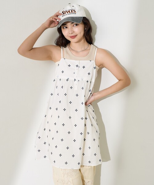 y2k❤️ 00s 当時物 花柄 リボン キャミ チュニックTRALALA系 y2k❤️ 00s 当時物 花柄 リボン キャミ チュニックTRALALA系