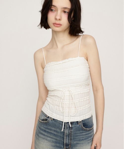 tシャツ Front Ribbon Frill Cutsew レディース SLY tシャツ FRONT RIBBON FRILL 2P フロント リボン フリル 2