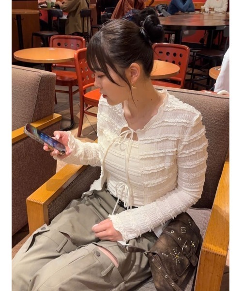 SLY tシャツ FRONT RIBBON FRILL 2P フロント リボン フリル 2