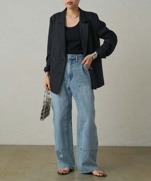 [LOUNGEDRESS] обработка Denim брюки MEDIUM голубой женский 