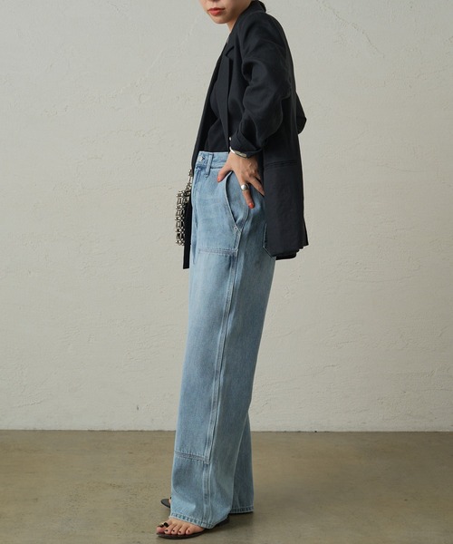 [LOUNGEDRESS] обработка Denim брюки MEDIUM голубой женский 