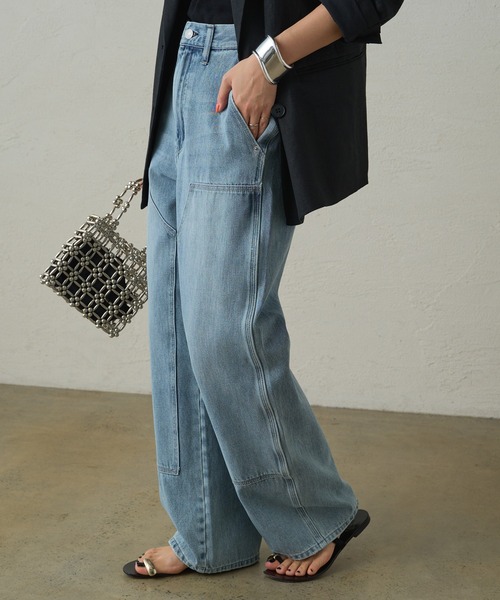 [LOUNGEDRESS] обработка Denim брюки MEDIUM голубой женский 