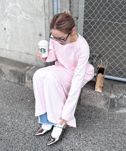 ワンピース Pon サニークラウズ ponさんのインディゴへリンボーンワンピース