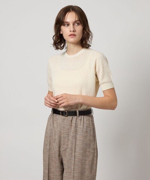 ニット セーター 「Steven Alan」アイレット ハーフスリーブ プルオーバー レディース
