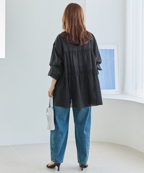 LAVEANGE（ラビアンジェ） ブラウス シャツ 楊柳ギャザーブラウス