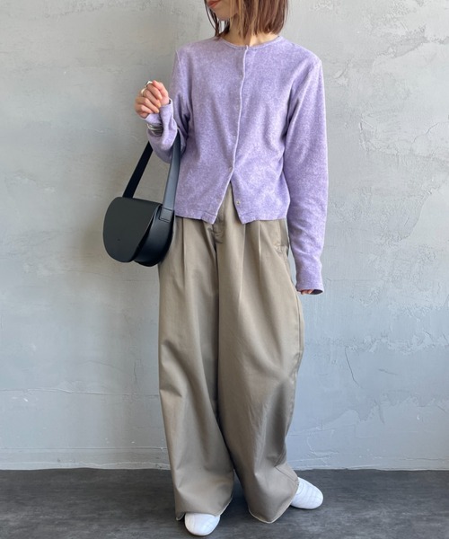 tシャツ 「MEYAME/メヤメ」 オーガニックコットンパイル クルーネック カーディガン レディース MEYAME/メヤメ] オーガニックコットンパイル クルーネック