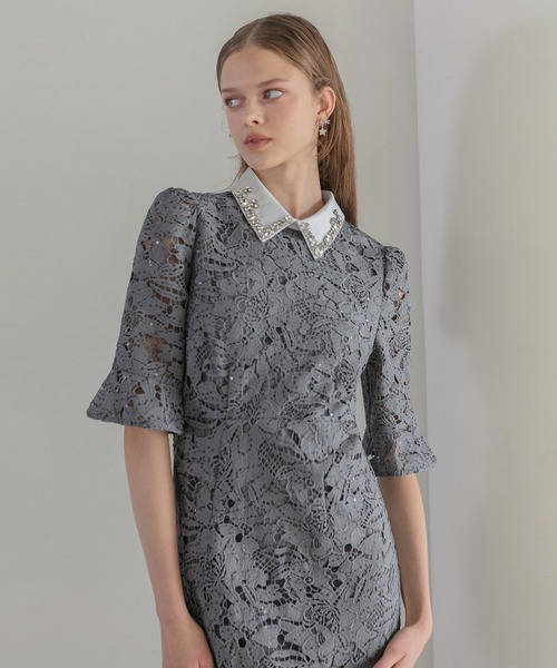 Leja（レジャ） ドレス 「LEJA」ビジューカラーフラワーフリル