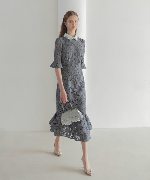 Leja（レジャ） ドレス 「LEJA」ビジューカラーフラワーフリル