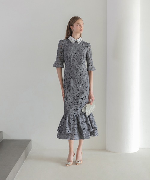 Leja（レジャ） ドレス 「LEJA」ビジューカラーフラワーフリル