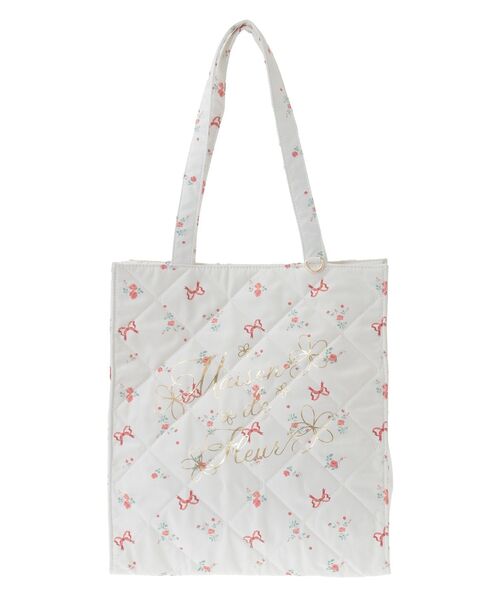 Maison de FLEUR トートバッグ フラワーリボンプリントスクエア