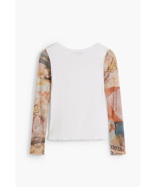 Desigual（デシグアル） tシャツ アートプリント チュール袖カットソー