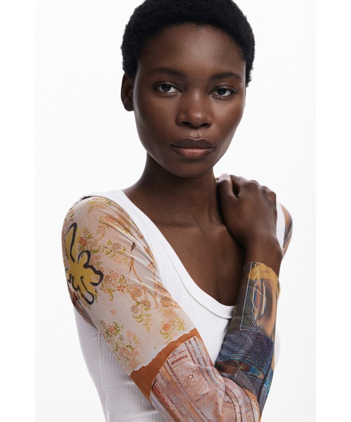デシグアル　ギンガムフルーツチュールTシャツ　新品 Desigual（デシグアル） tシャツ アートプリント チュール袖カットソー
