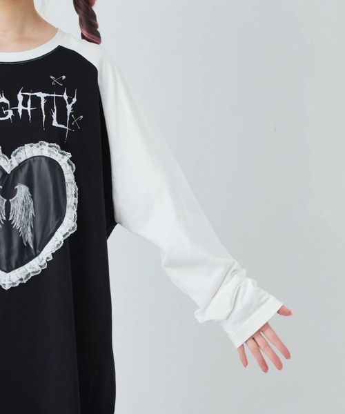 Jamie エーエヌケー tシャツ エンジェル合皮ハートロンTE レディース