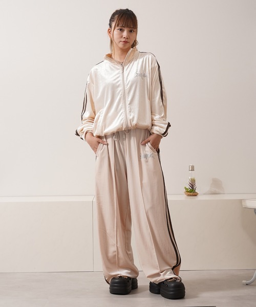 ジャージ 「セットアップ 対応」サイドライン ベロア トラック