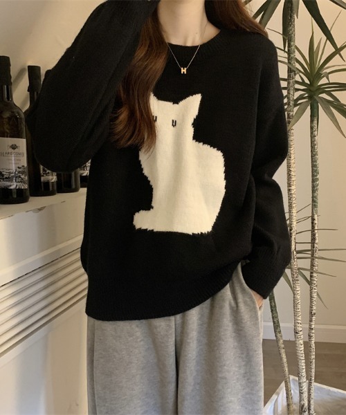 ニット セーター 「遊び心をちょっとだけ、上品に。」猫デザインの