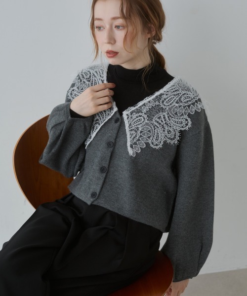 BAB（バブ） カーディガン 「初回即完 二次予約受付中！」レース衿付き
