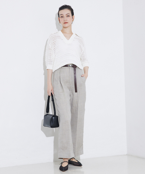 「qualite」 パンツ 36 グレイッシュベージュ レディース_画像3