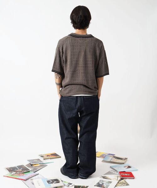 「FFEIN」 半袖ニット MEDIUM ベージュ メンズ_画像3