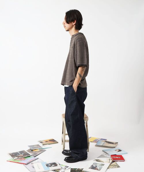 「FFEIN」 半袖ニット MEDIUM ベージュ メンズ_画像4