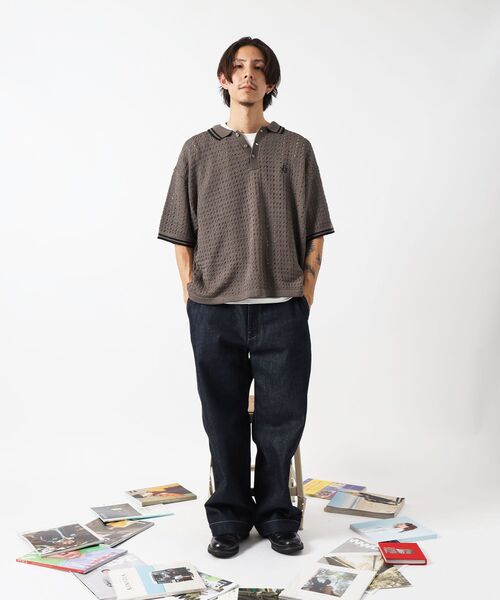 「FFEIN」 半袖ニット MEDIUM ベージュ メンズ_画像5