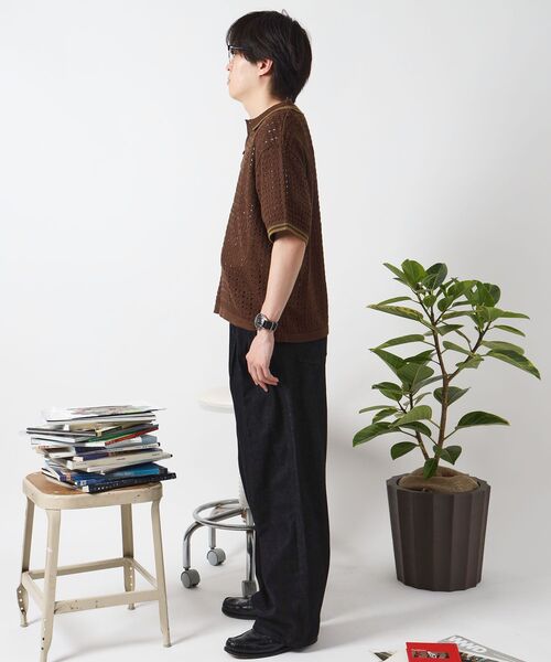 「FFEIN」 半袖ニット MEDIUM ベージュ メンズ_画像6