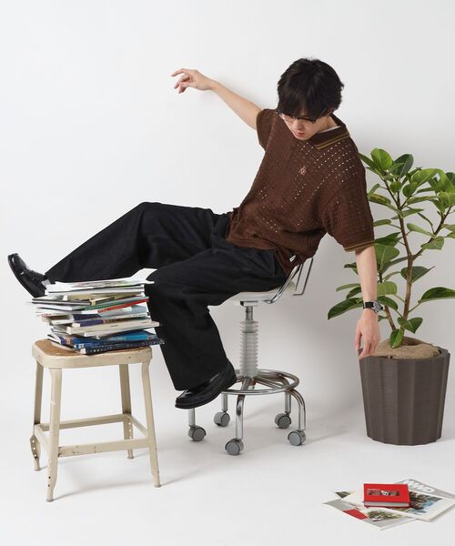 「FFEIN」 半袖ニット MEDIUM ベージュ メンズ_画像7