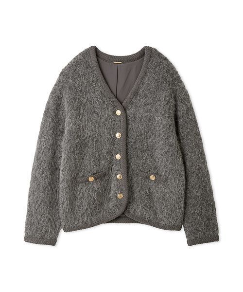 snidel ファーライクミドルニットジャケット ファーライクミドルニットジャケット（ノーカラージャケット）｜SNIDEL