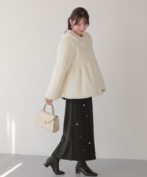 Fit more（フィットモア） コート アウター ファーペプラムアウター