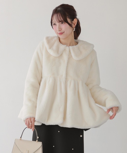 Fit more（フィットモア） コート アウター ファーペプラムアウター