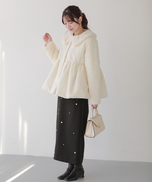 Fit more（フィットモア） コート アウター ファーペプラムアウター