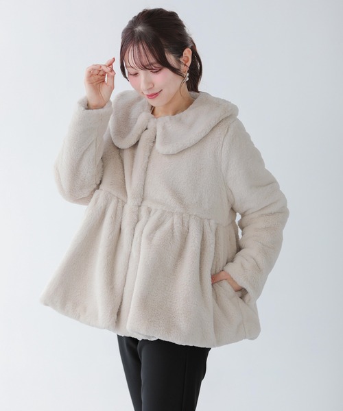 Fit more（フィットモア） コート アウター ファーペプラムアウター